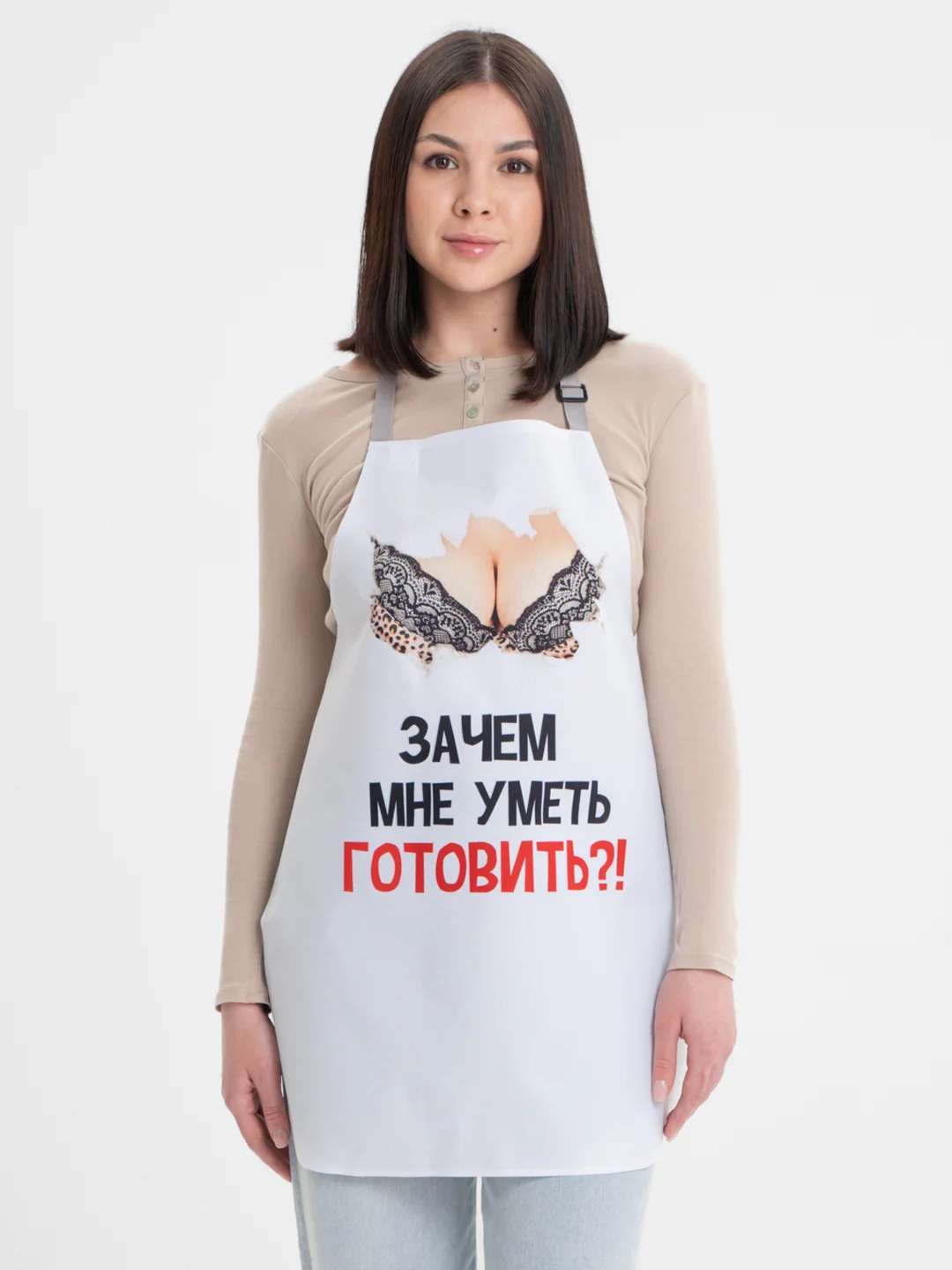 Красный фартук женский с принтом, водооталкивающая ткань