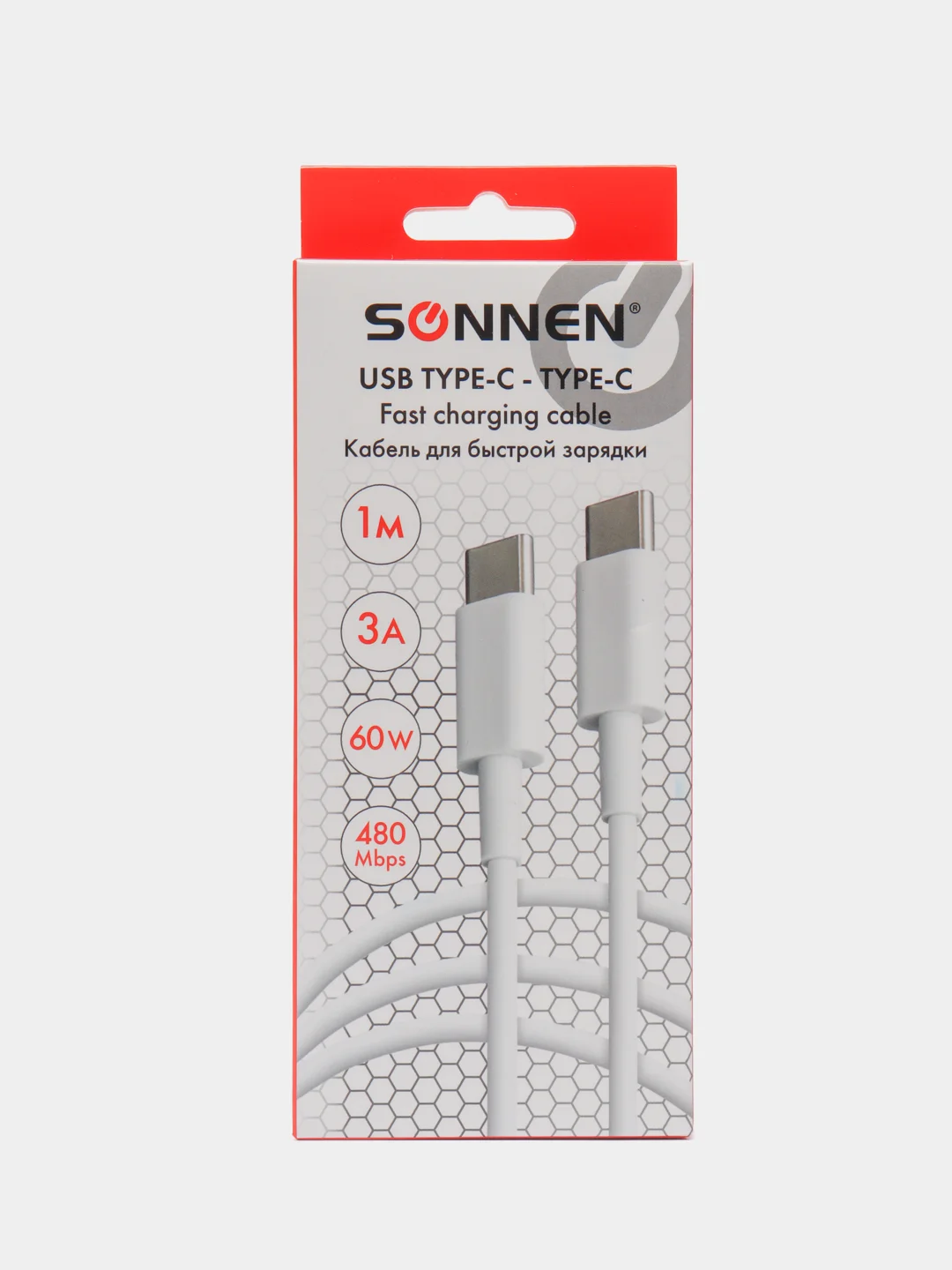 Кабель USB, провод для зарядки телефона, устройства USB Type-C-Type-C, 1 м, Sonnen, 513613