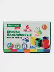 Пальчиковые краски для малышей от 1 года, Классика, 6 цветов, Brauberg Kids, 192396