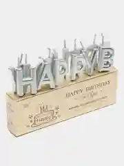 Серебряный свечи для торта на день рождения "Happy Birthday"