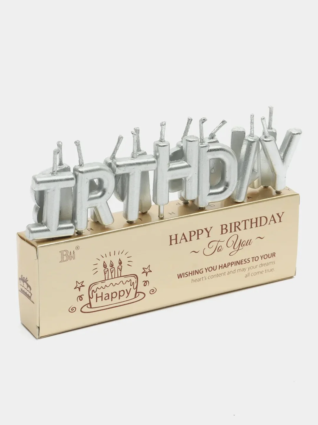 Серебряный свечи для торта на день рождения "Happy Birthday"