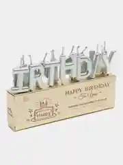 Серебряный свечи для торта на день рождения "Happy Birthday"