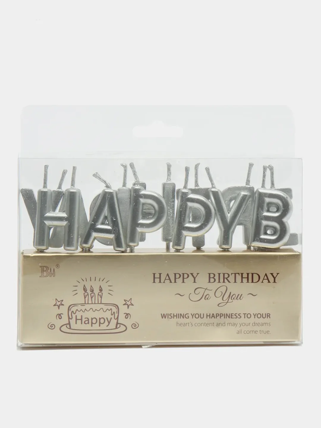 Серебряный свечи для торта на день рождения "Happy Birthday"