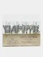 Серебряный свечи для торта на день рождения "Happy Birthday"