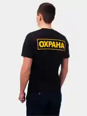 Мужская однотонная форменная футболка охранника, черная, принт "ОХРАНА"