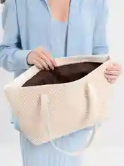 Белый женская летняя пляжная сумка тоут