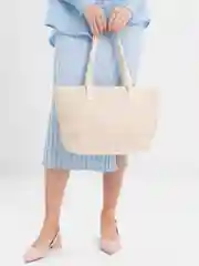 Белый женская летняя пляжная сумка тоут