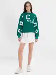 Лесной зеленый женский свитшот с начесом, oversize, с модным принтом на спине CHICАGO
