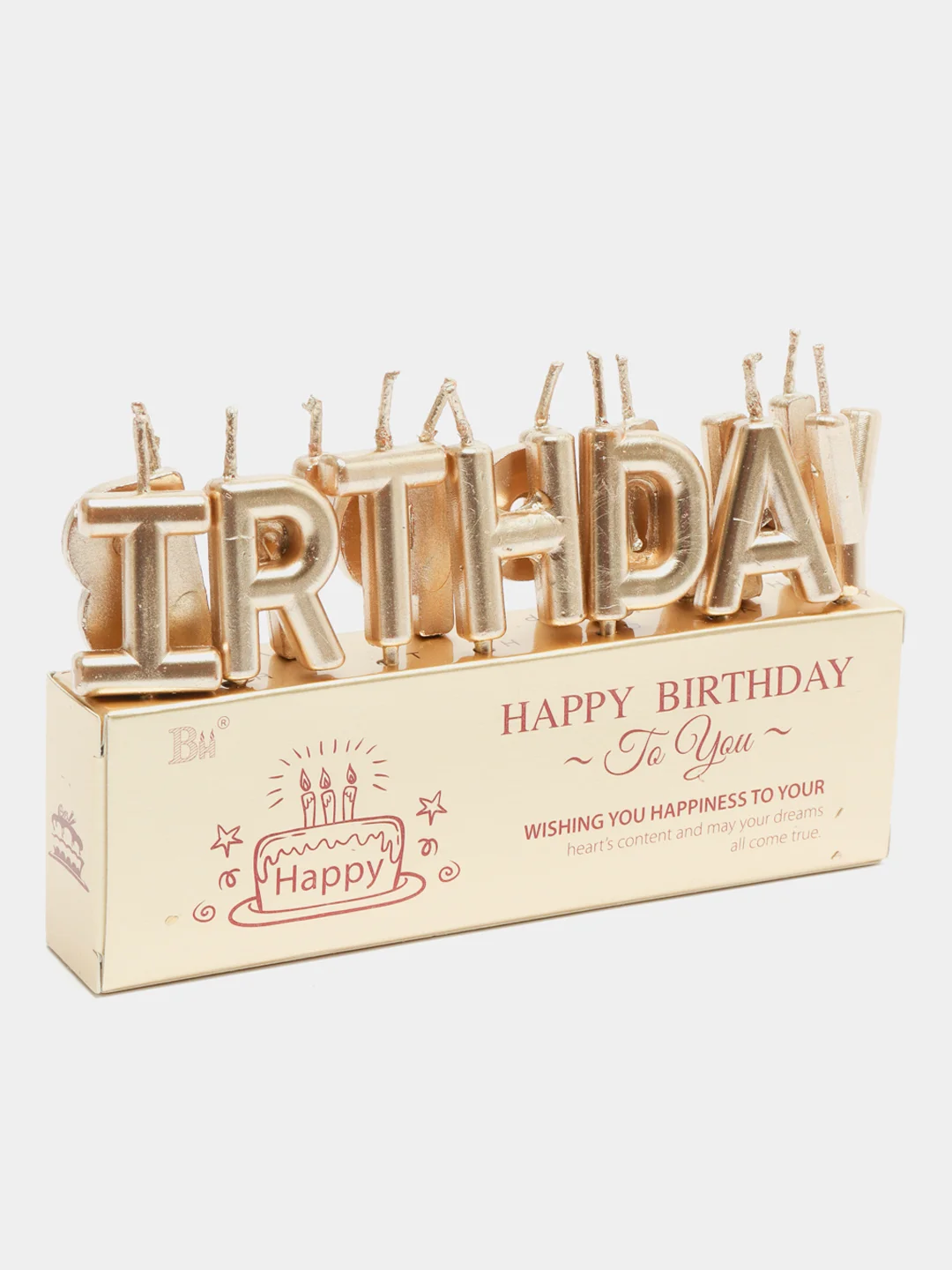 Золотой свечи для торта на день рождения "Happy Birthday"