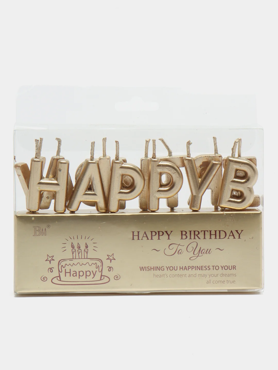 Золотой свечи для торта на день рождения "Happy Birthday"