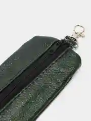 Тёмно-зелёный ключница мужская женская  из натуральной кожи