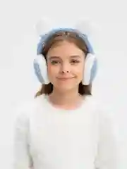 Голубой наушники плюшевые с ушками / наушники теплые осенние с ушками