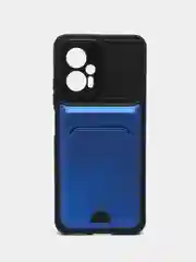 Темно-синий чехол-карточница на Redmi 9C, 10A, Note 11 Pro, Note 8, Poco X3, Poco X4 Pro, X4GT, M4 Pro