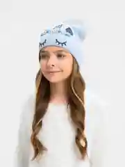 Голубой шапка для девочки