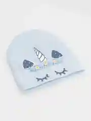 Голубой шапка для девочки