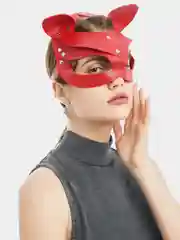 Красный маска БДСМ, кожаная, кошка, ролевая