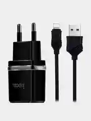 Черный сетевое зарядное устройство HOCO C12 (Lightning, до 2.4A) для Apple IPhone