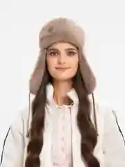Шоколадный шапка ушанка женская, зимняя