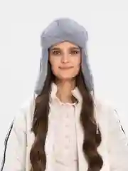 Серый шапка ушанка женская, зимняя