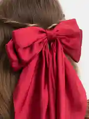 Бордовый бант для волос, на заколке, атласный. Бант школьный