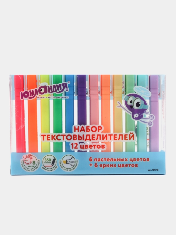 Набор текстовыделителей ЮНЛАНДИЯ 12 шт., АССОРТИ, "COLORSTAR", линия 1-4 мм, 151718