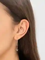 Серебряный серьги-кольца "Конго", "Кольца со звездой"