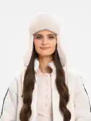 Бежевый шапка ушанка женская, зимняя