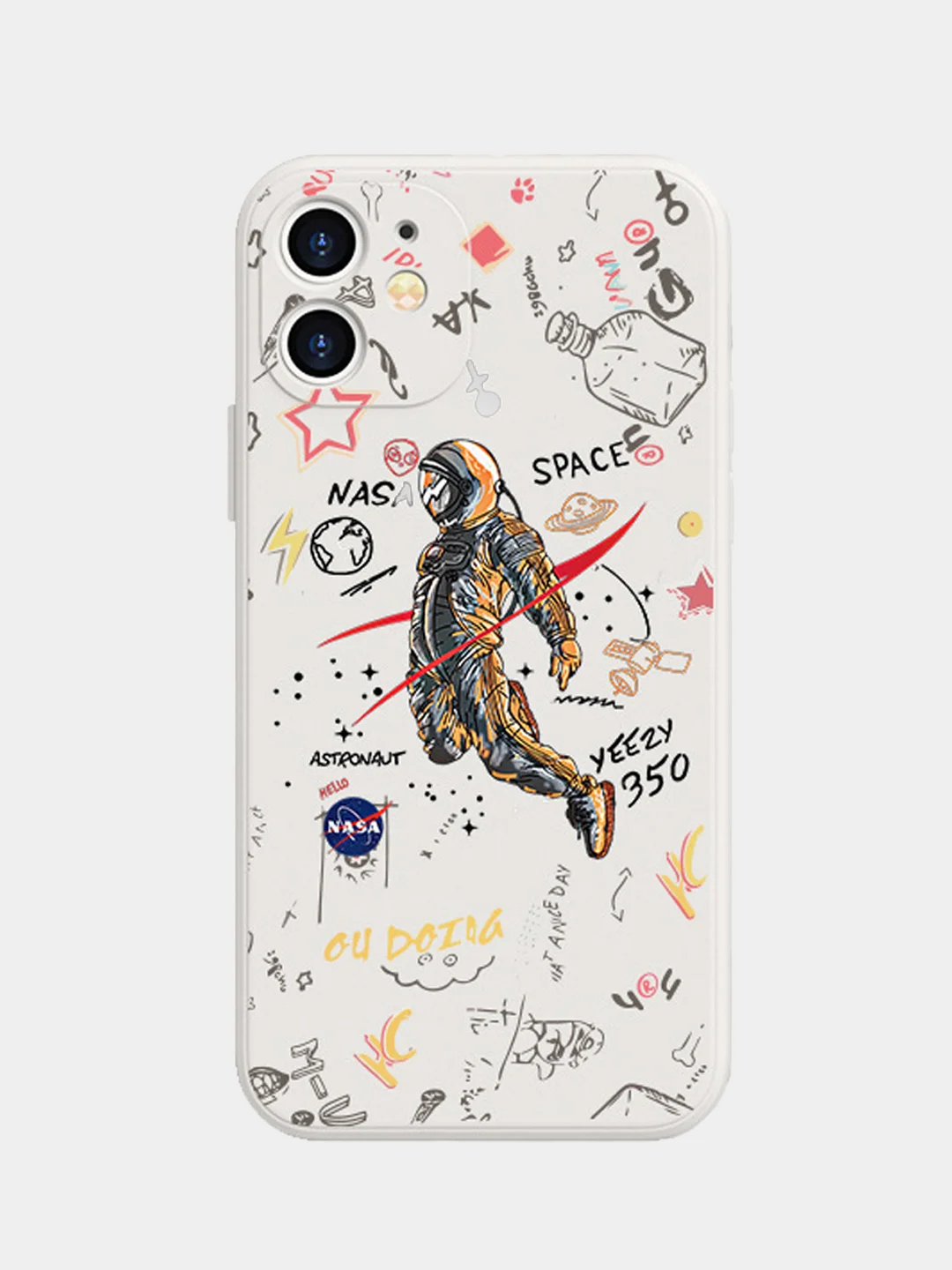 Белый чехол "NASA" для iPhone 7/8 Plus/X/XS/XR Max/11 Pro Max/12/13 Pro max/mini