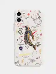 Белый чехол "NASA" для iPhone 7/8 Plus/X/XS/XR Max/11 Pro Max/12/13 Pro max/mini