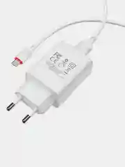 Белый сетевое зарядное устройство Borofone BA21A и кабель Micro-USB, быстрая зарядка