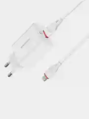 Белый сетевое зарядное устройство Borofone BA21A и кабель Micro-USB, быстрая зарядка