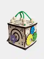 Бизиборд 10 см, NOVA Toys Бизикубик, развивающая деревянная игрушка для детей в дорогу