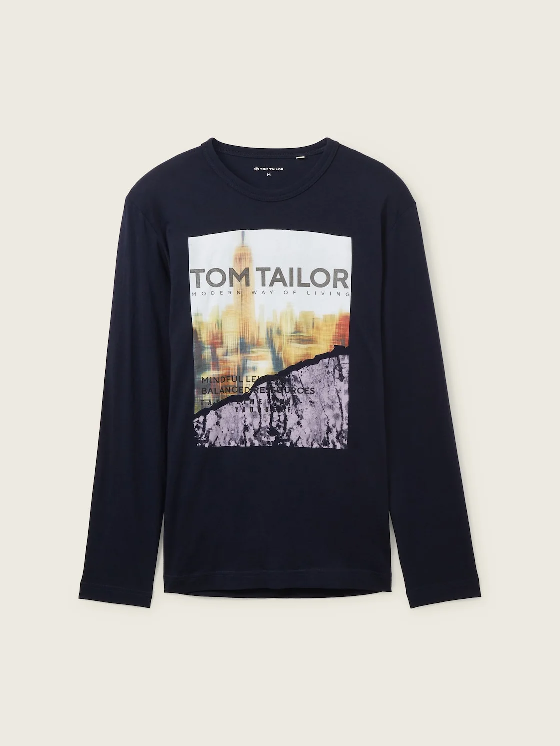 Синий лонгслив для мужчин Tom Tailor хлопковый