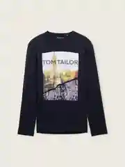 Синий лонгслив для мужчин Tom Tailor хлопковый