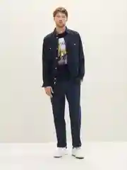 Синий лонгслив для мужчин Tom Tailor хлопковый
