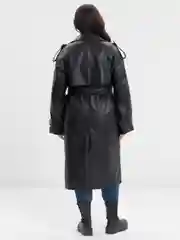 Черный тренч женский, кожаный, тренч из экокожи, плащ женский