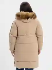 Бежевый меланж куртка женская, зимняя, с мехом