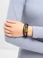 Индиго браслет кожаный,Знаки зодиака .Ругулируемый, светящийся