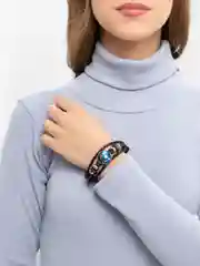 Белый браслет кожаный,Знаки зодиака .Ругулируемый, светящийся
