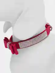 Фуксия ошейник для собак и кошек, со стразами
