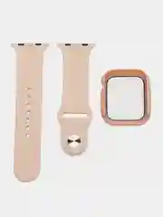 Бежевый меланж бампер с защитным стеклом и ремешком для Apple Watch