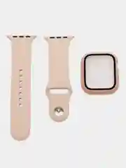 Бежевый меланж бампер с защитным стеклом и ремешком для Apple Watch