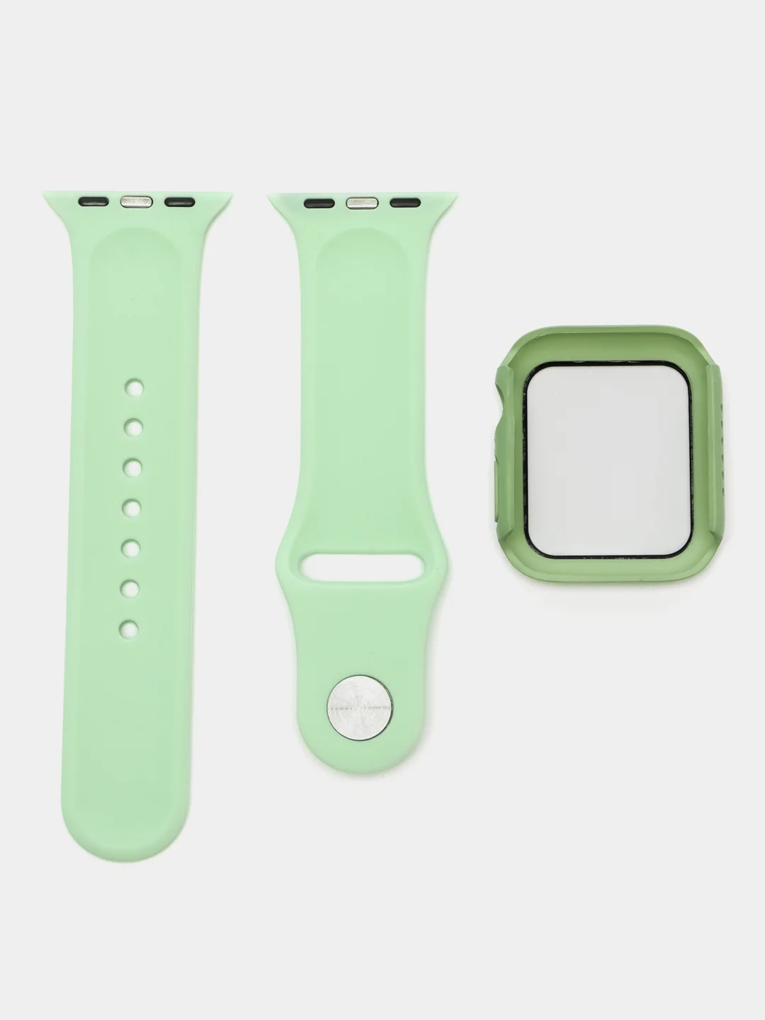Мятный бампер с защитным стеклом и ремешком для Apple Watch