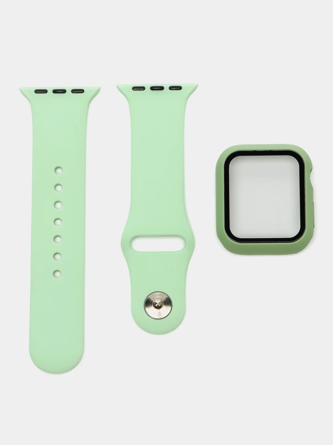 Мятный бампер с защитным стеклом и ремешком для Apple Watch