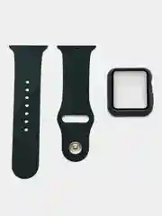 Тёмно-зелёный бампер с защитным стеклом и ремешком для Apple Watch