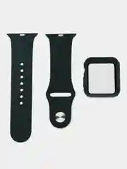 Тёмно-зелёный бампер с защитным стеклом и ремешком для Apple Watch