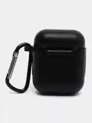 Черный чехол силиконовый защитный для Apple AirpPods 1 / 2 / 3 / Pro / Pro2, с карабином