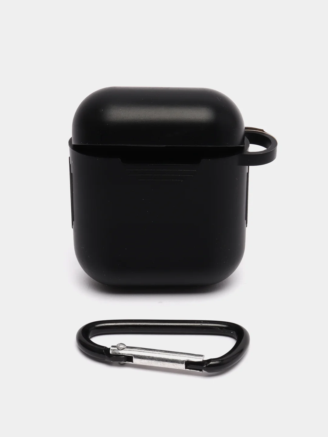 Черный чехол силиконовый защитный для Apple AirpPods 1 / 2 / 3 / Pro / Pro2, с карабином