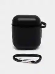 Черный чехол силиконовый защитный для Apple AirpPods 1 / 2 / 3 / Pro / Pro2, с карабином