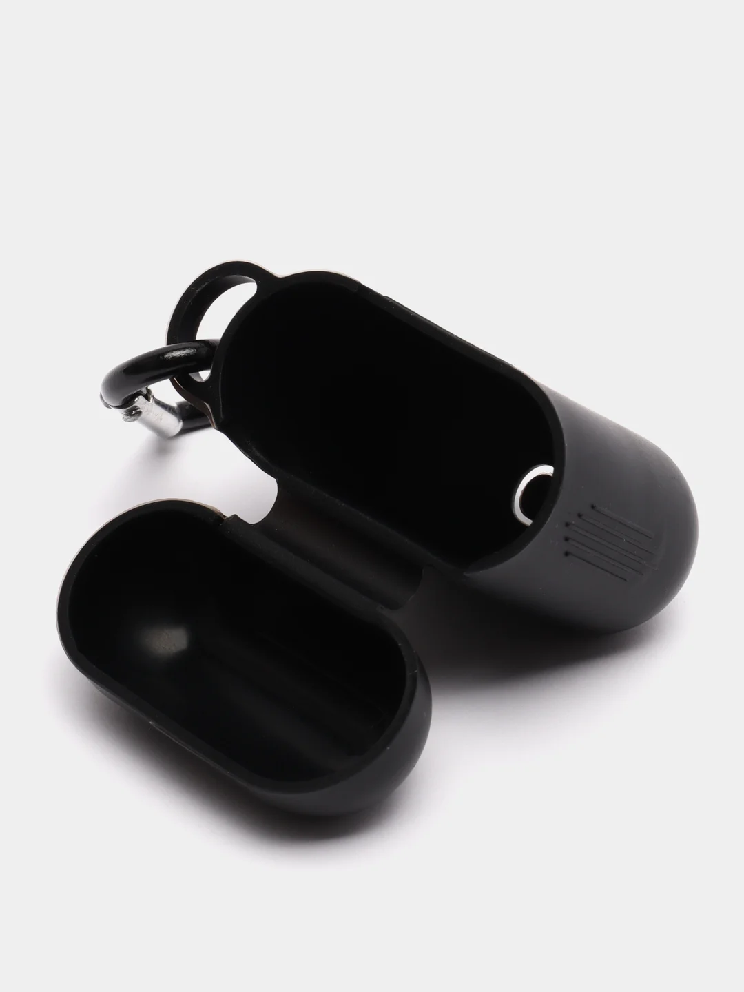 Черный чехол силиконовый защитный для Apple AirpPods 1 / 2 / 3 / Pro / Pro2, с карабином